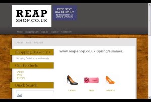 Frontlineweb.biz reapshop E-commerce website site design Lowestoft. Reapshop online shoe shop Lowestoft, Suffolk, Norfolk